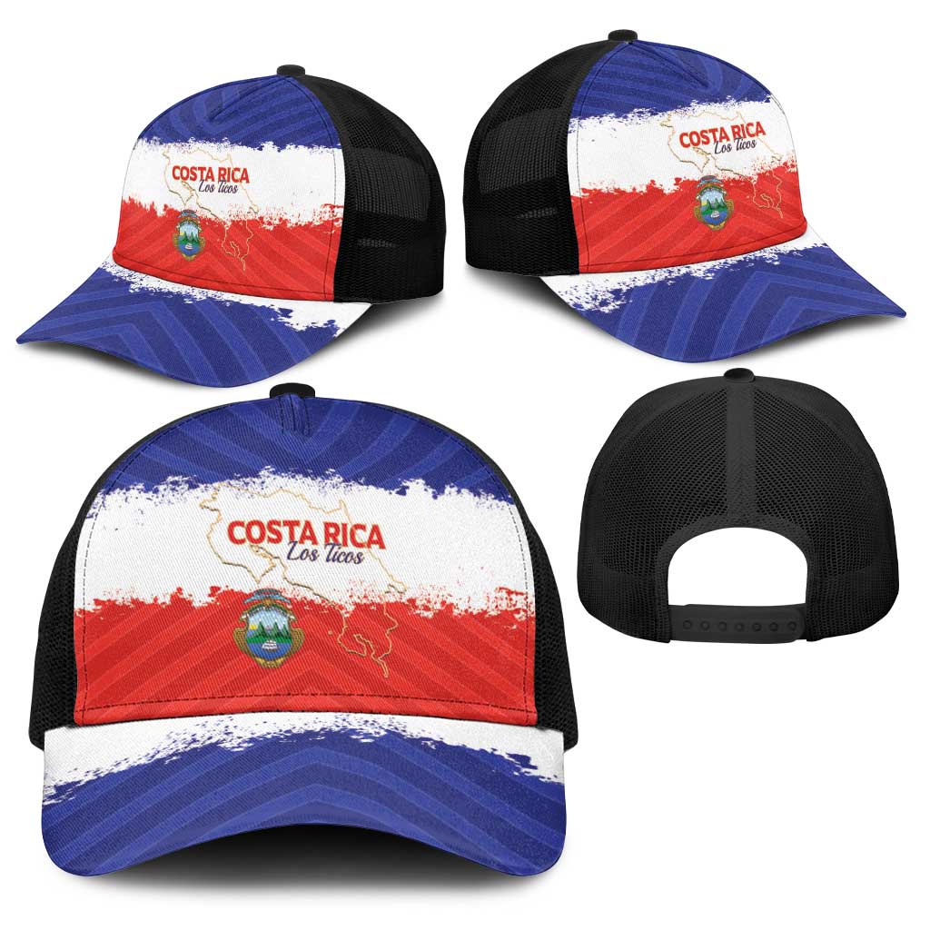 Costa Rica Football Baseball Net Cap Map With Los Ticos Sporty Style - Wonder Print Shop