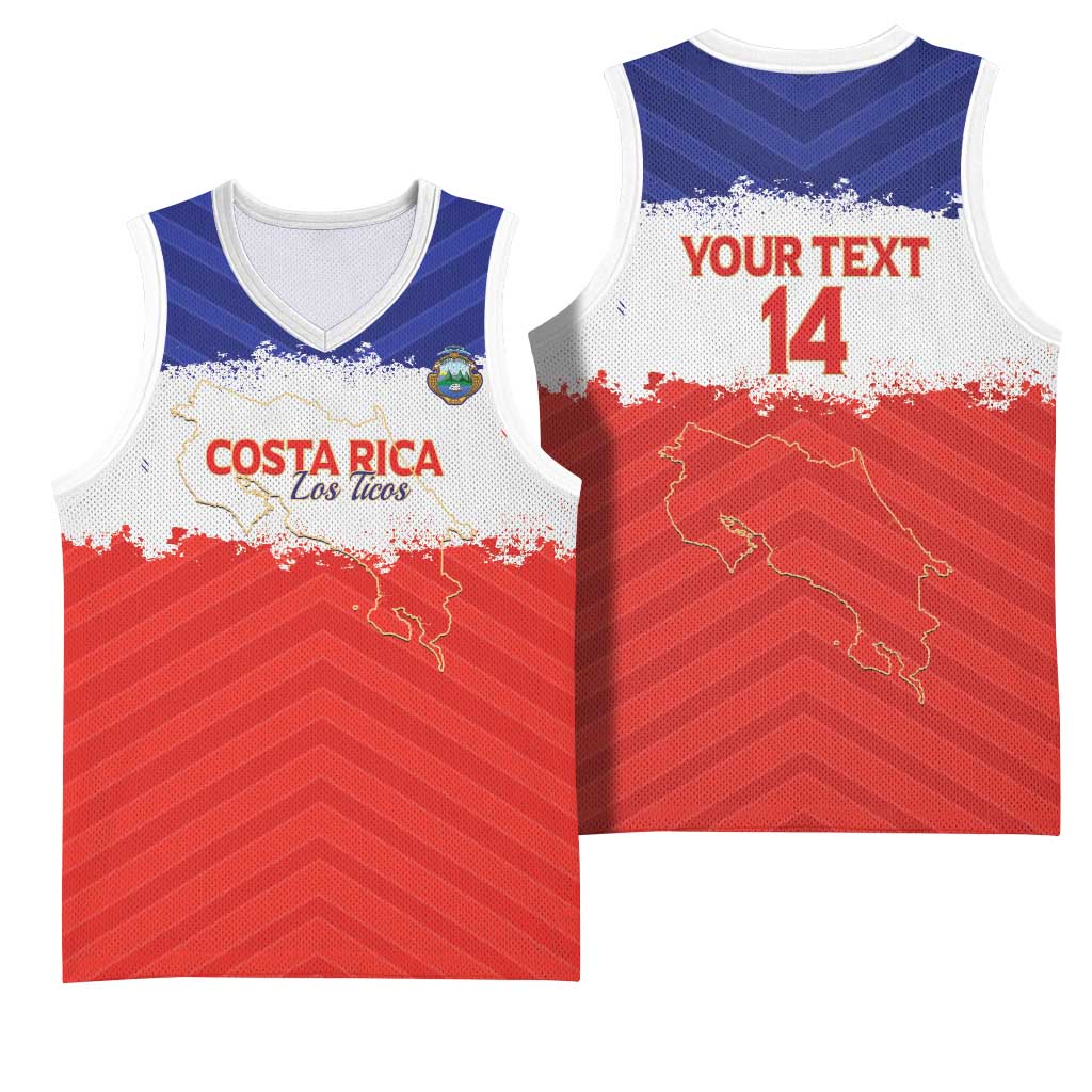 Custom Costa Rica Football Basketball Jersey Map With Los Ticos Sporty Style - Wonder Print Shop