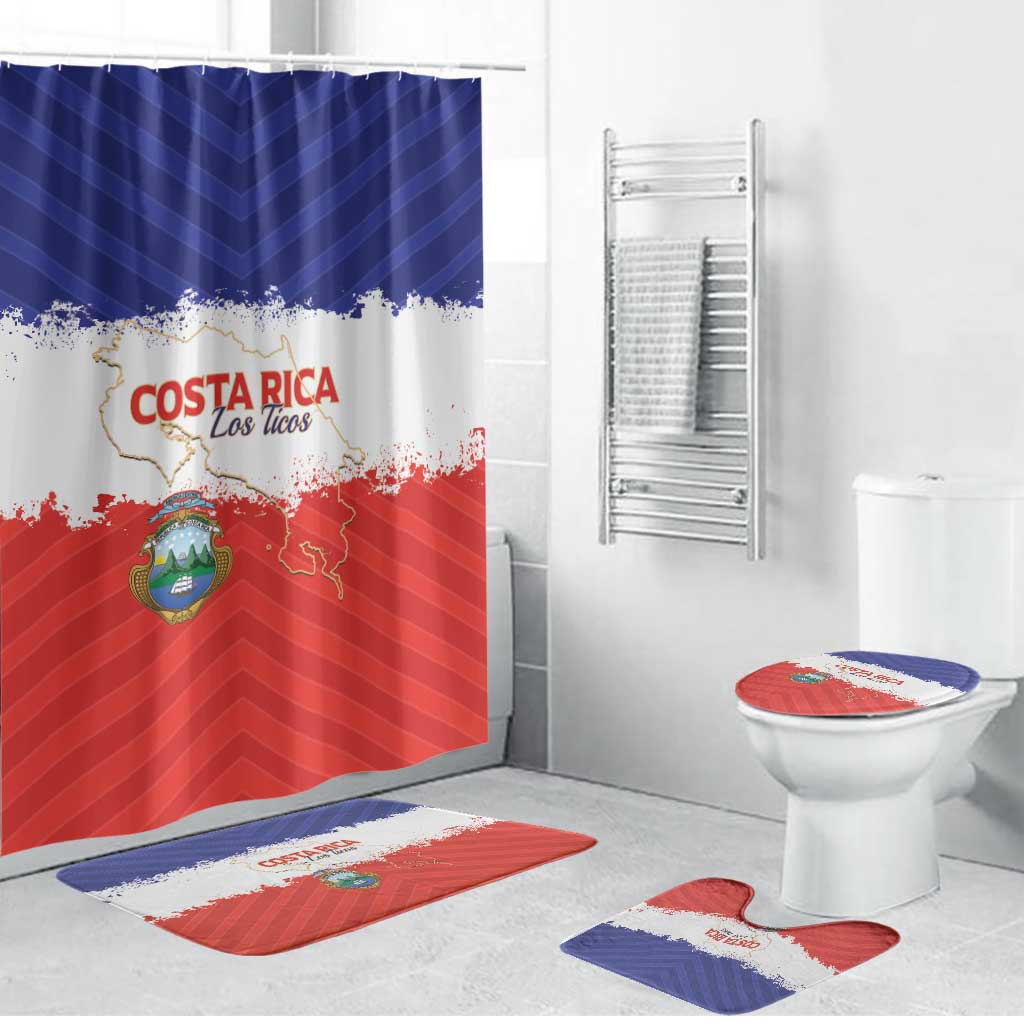 Costa Rica Football Bathroom Set Map With Los Ticos Sporty Style - Wonder Print Shop