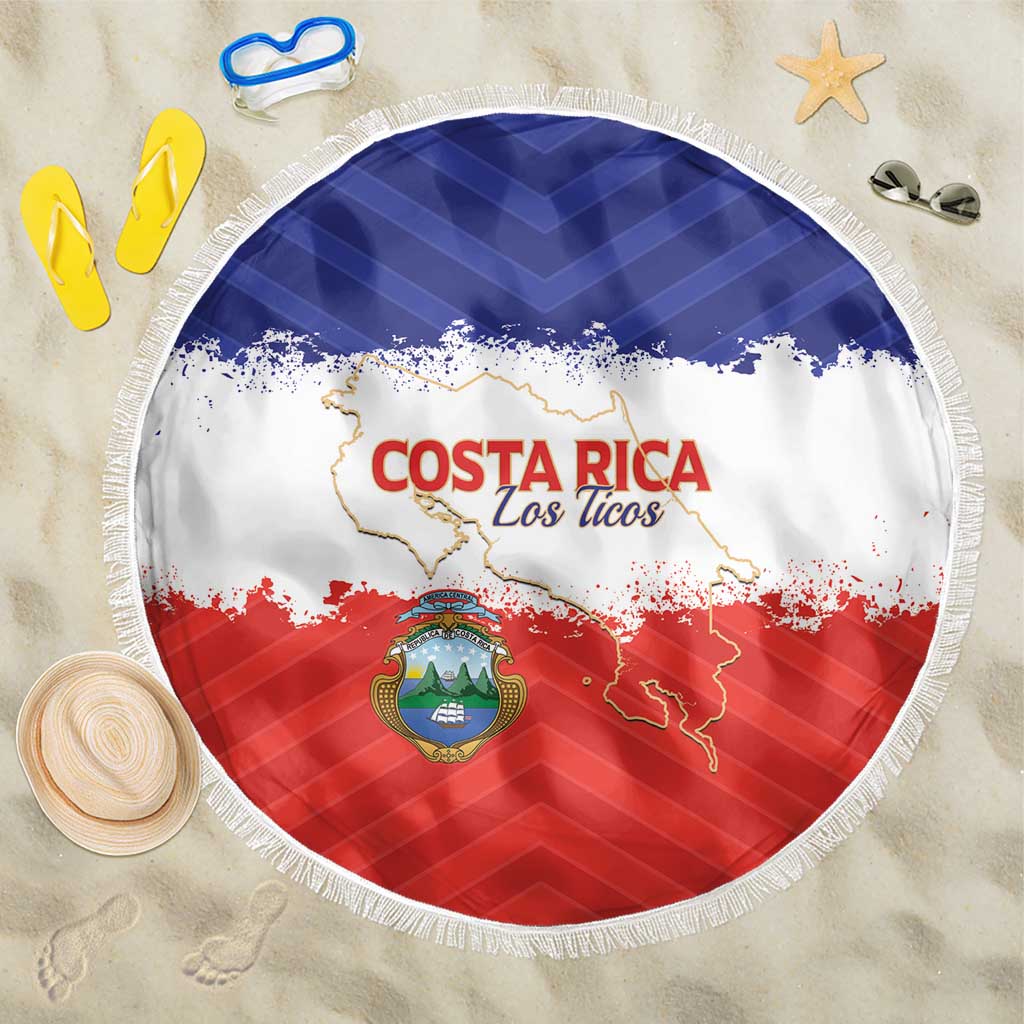 Costa Rica Football Beach Blanket Map With Los Ticos Sporty Style - Wonder Print Shop