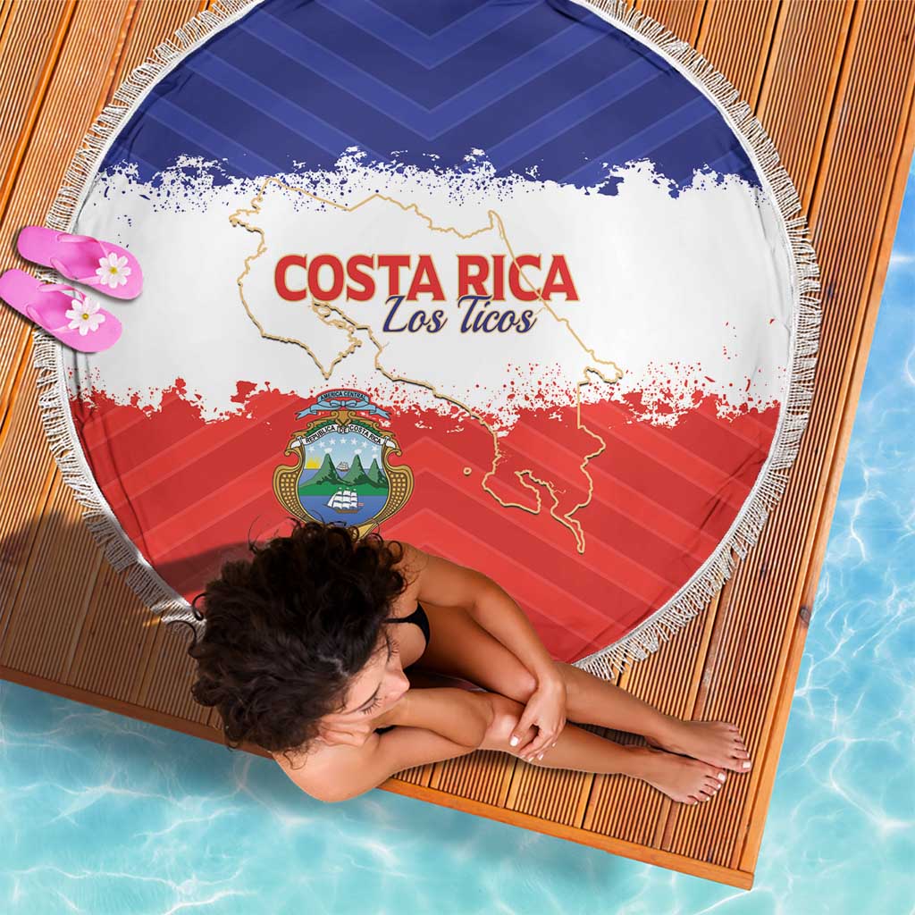 Costa Rica Football Beach Blanket Map With Los Ticos Sporty Style - Wonder Print Shop