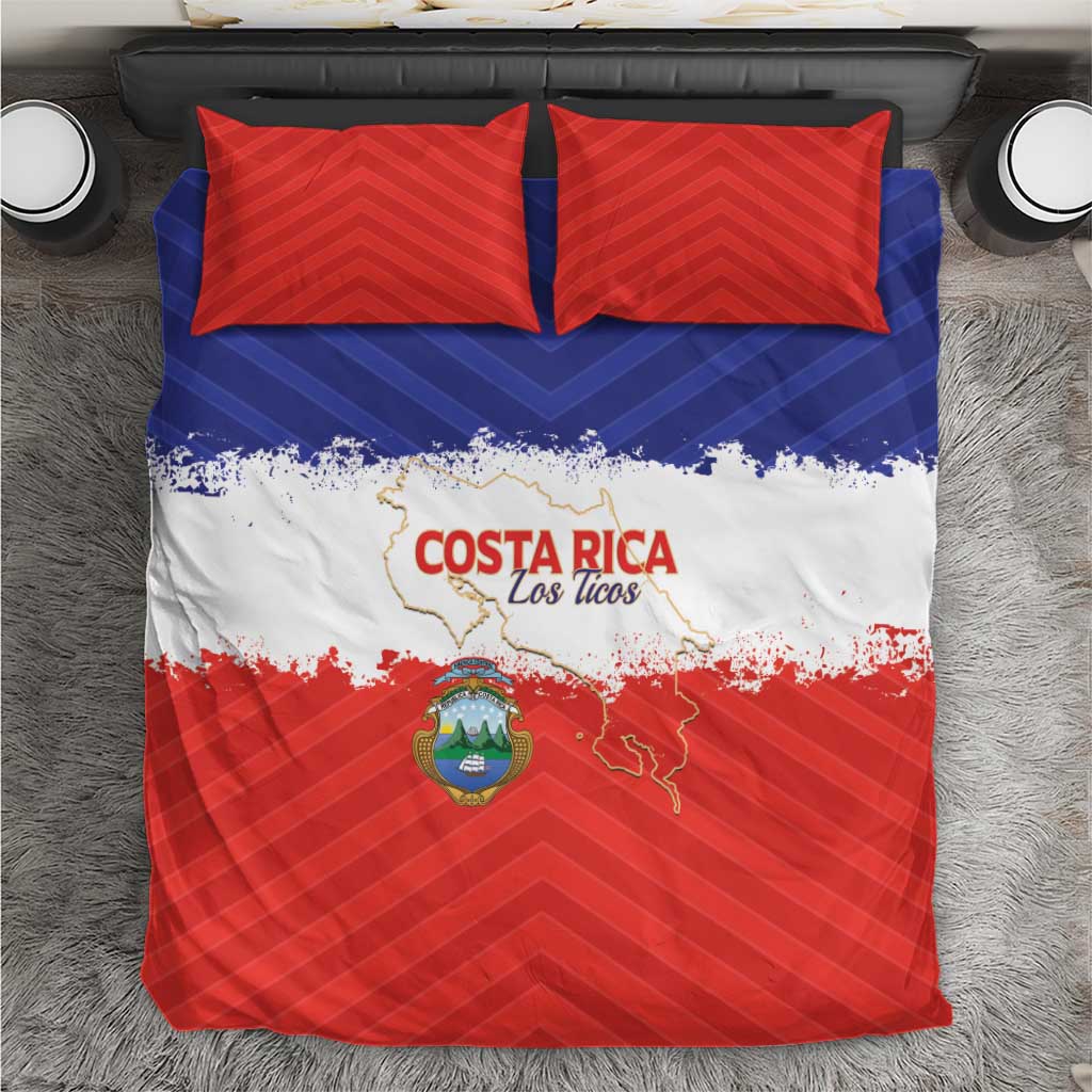 Costa Rica Football Bedding Set Map With Los Ticos Sporty Style - Wonder Print Shop