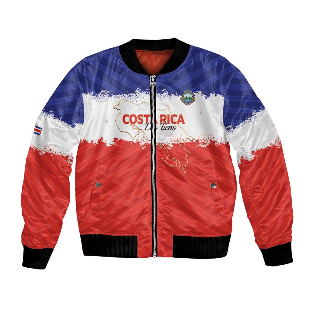 Custom Costa Rica Football Bomber Jacket Map With Los Ticos Sporty Style - Wonder Print Shop