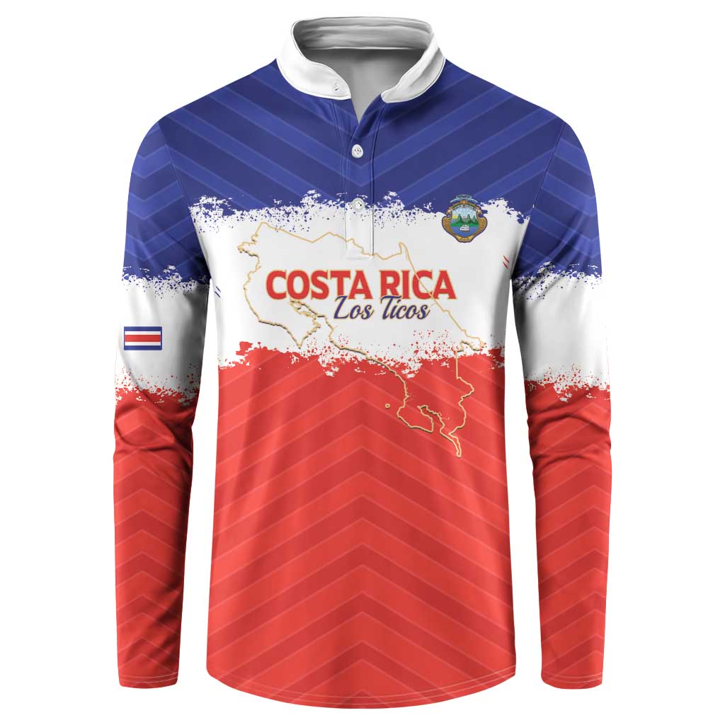 Custom Costa Rica Football Button Sweatshirt Map With Los Ticos Sporty Style - Wonder Print Shop