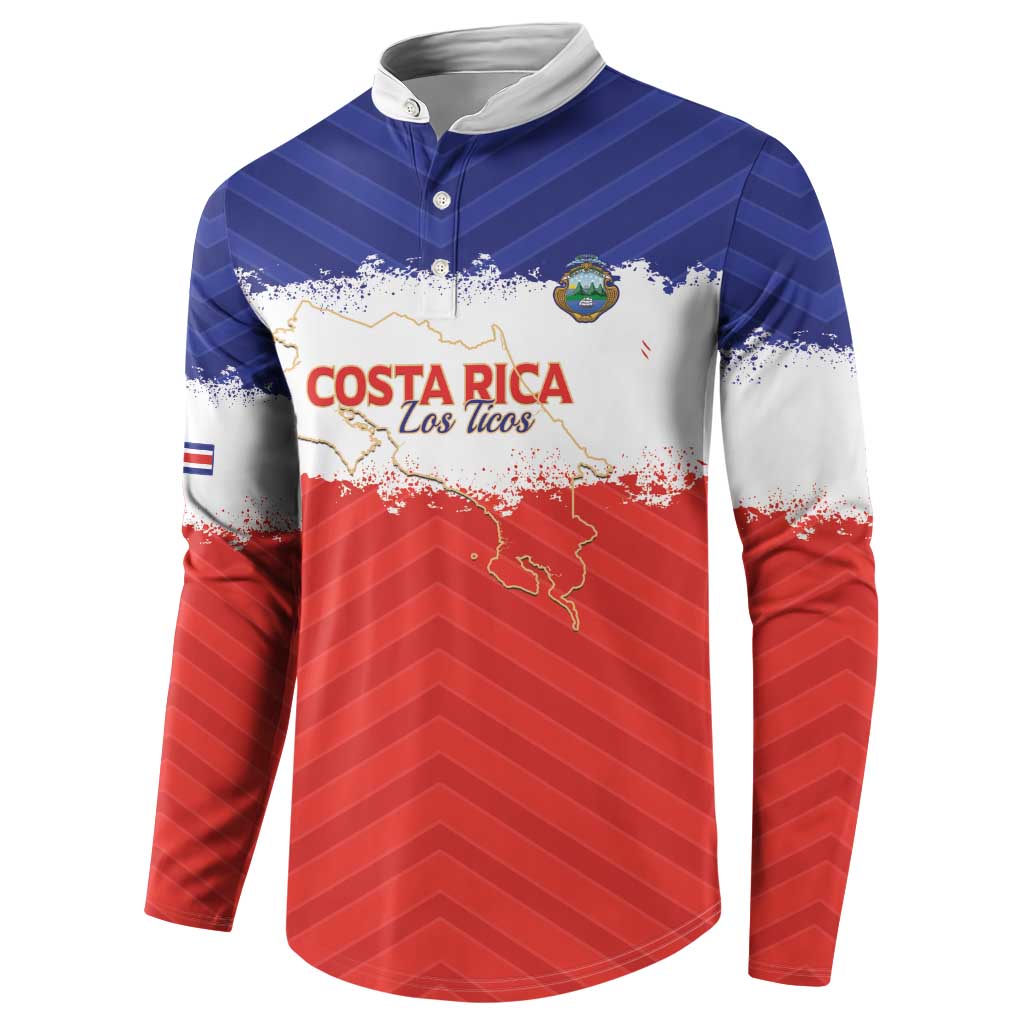 Custom Costa Rica Football Button Sweatshirt Map With Los Ticos Sporty Style - Wonder Print Shop