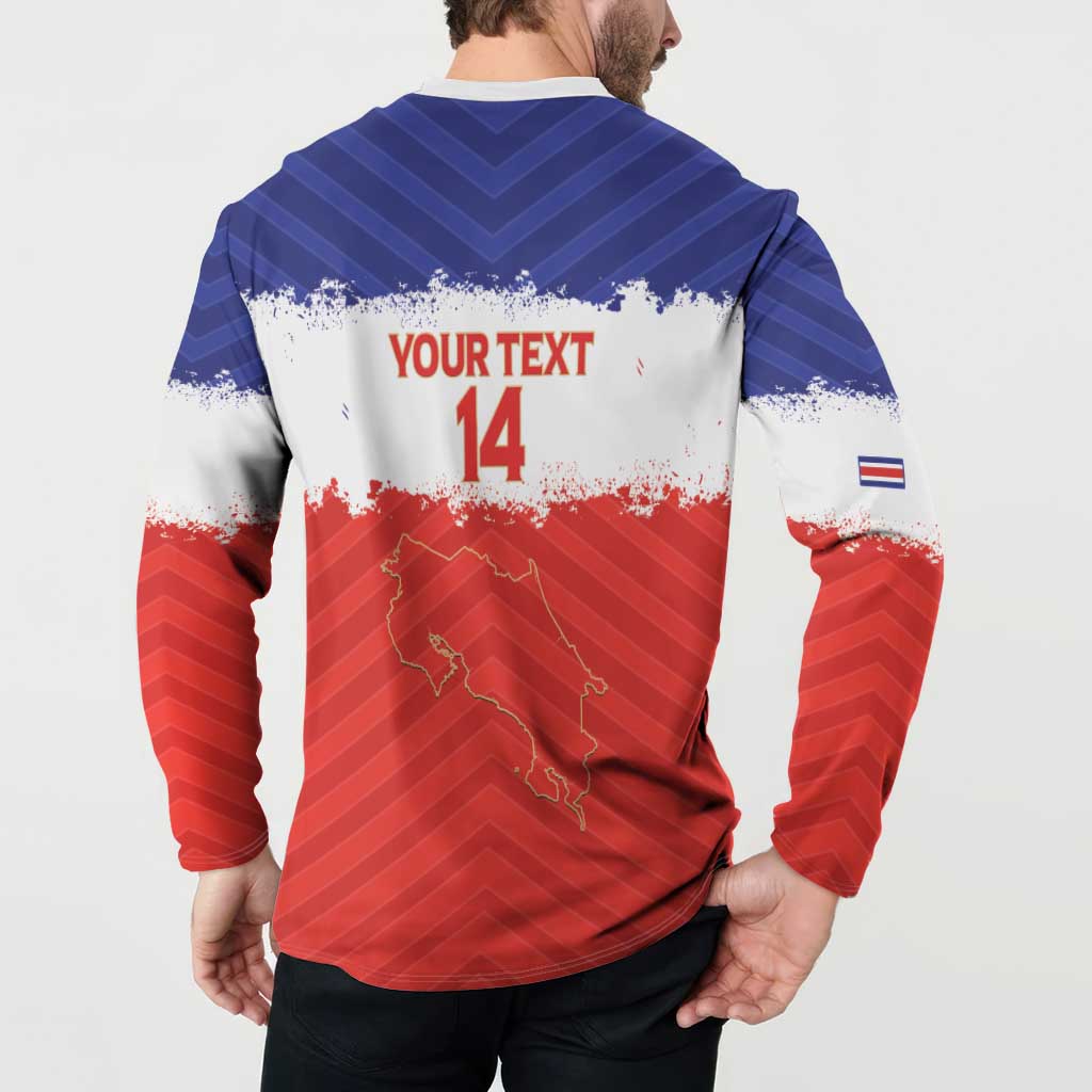 Custom Costa Rica Football Button Sweatshirt Map With Los Ticos Sporty Style - Wonder Print Shop