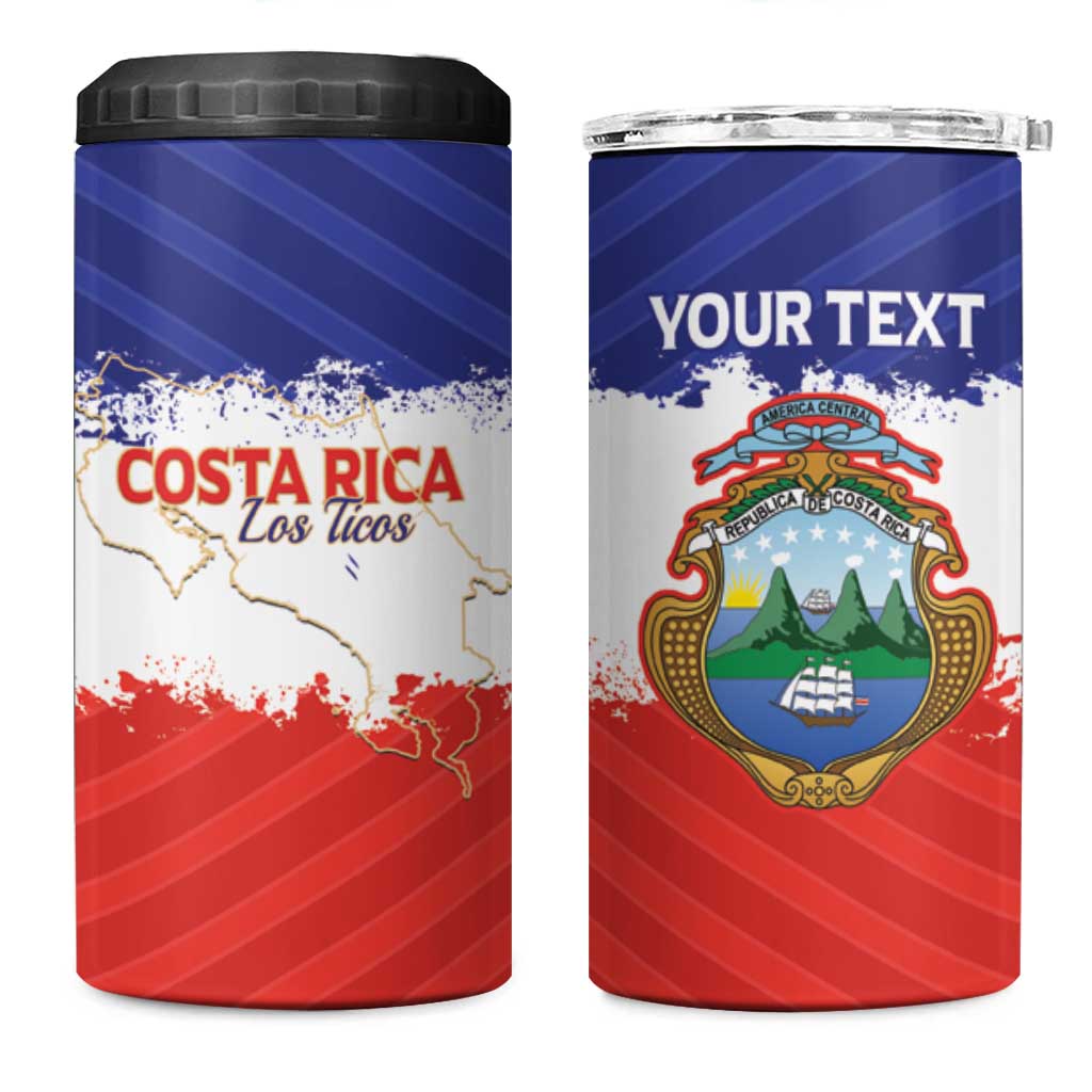 Custom Costa Rica Football 4 in 1 Can Cooler Tumbler Map With Los Ticos Sporty Style - Wonder Print Shop