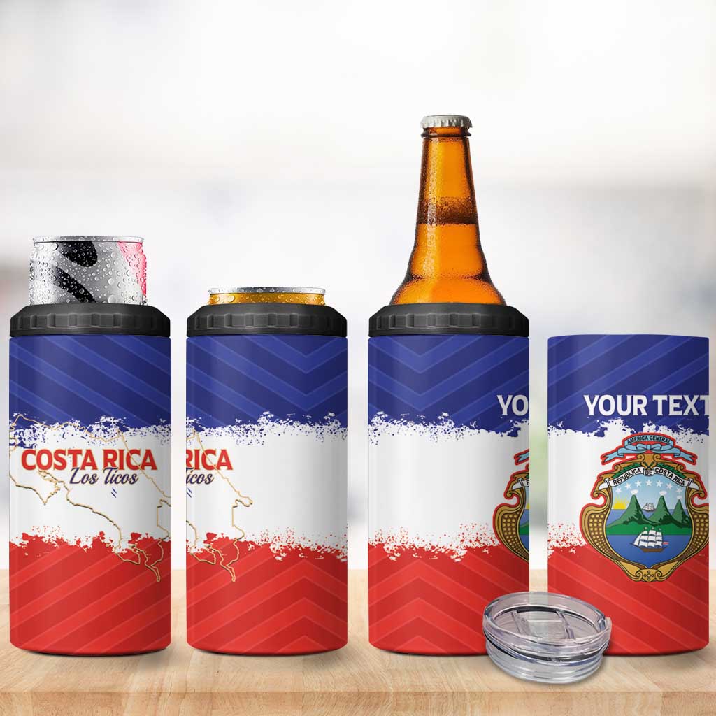 Custom Costa Rica Football 4 in 1 Can Cooler Tumbler Map With Los Ticos Sporty Style - Wonder Print Shop