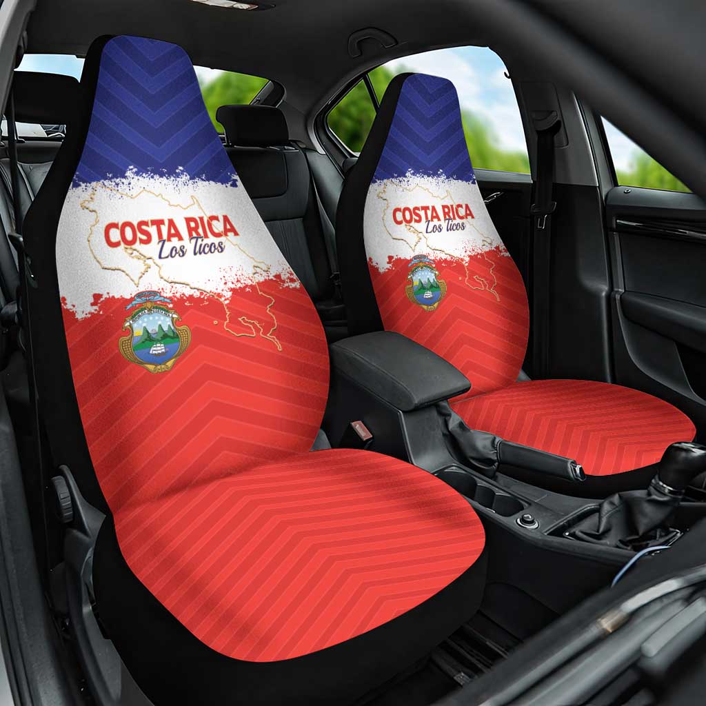 Costa Rica Football Car Seat Cover Map With Los Ticos Sporty Style - Wonder Print Shop