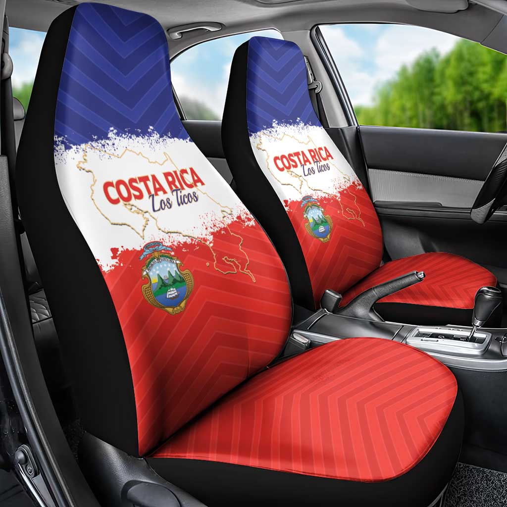 Costa Rica Football Car Seat Cover Map With Los Ticos Sporty Style - Wonder Print Shop