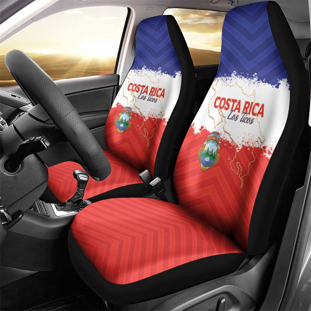 Costa Rica Football Car Seat Cover Map With Los Ticos Sporty Style - Wonder Print Shop