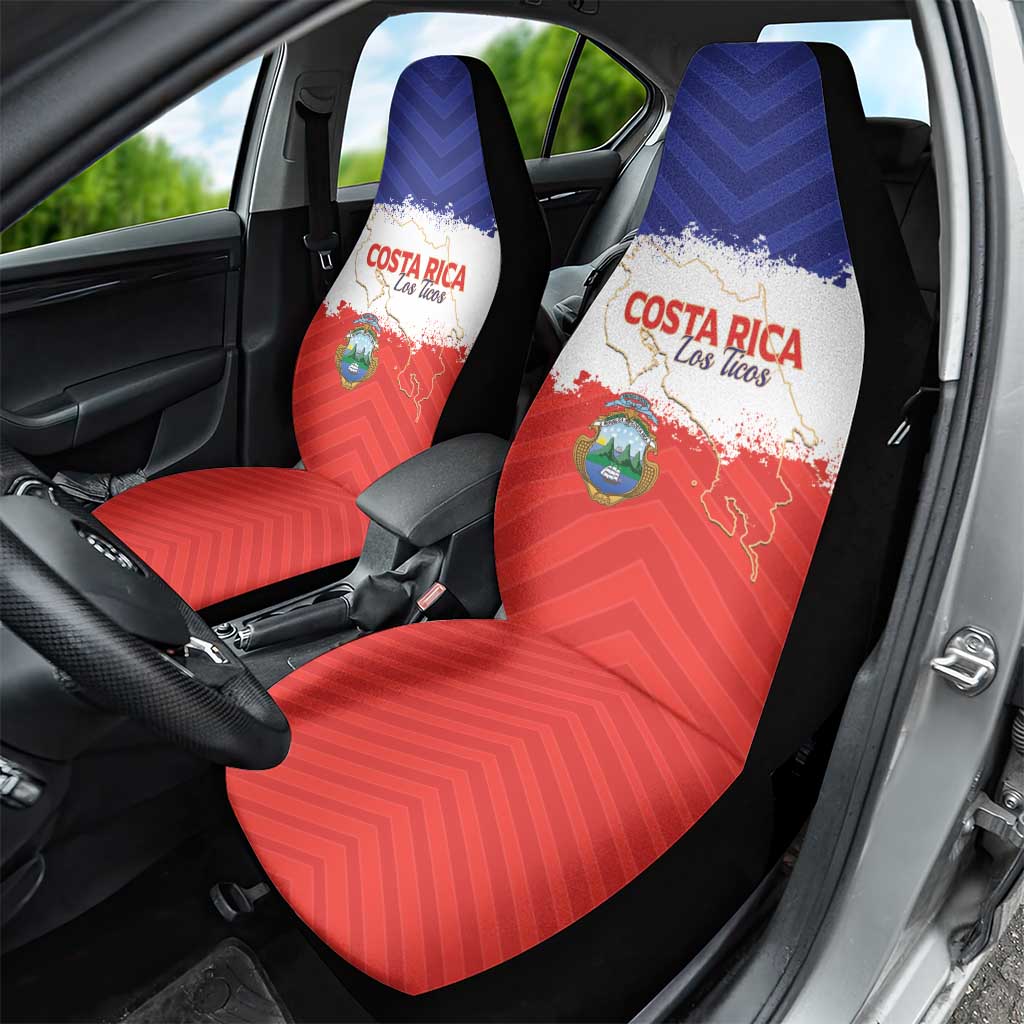 Costa Rica Football Car Seat Cover Map With Los Ticos Sporty Style - Wonder Print Shop