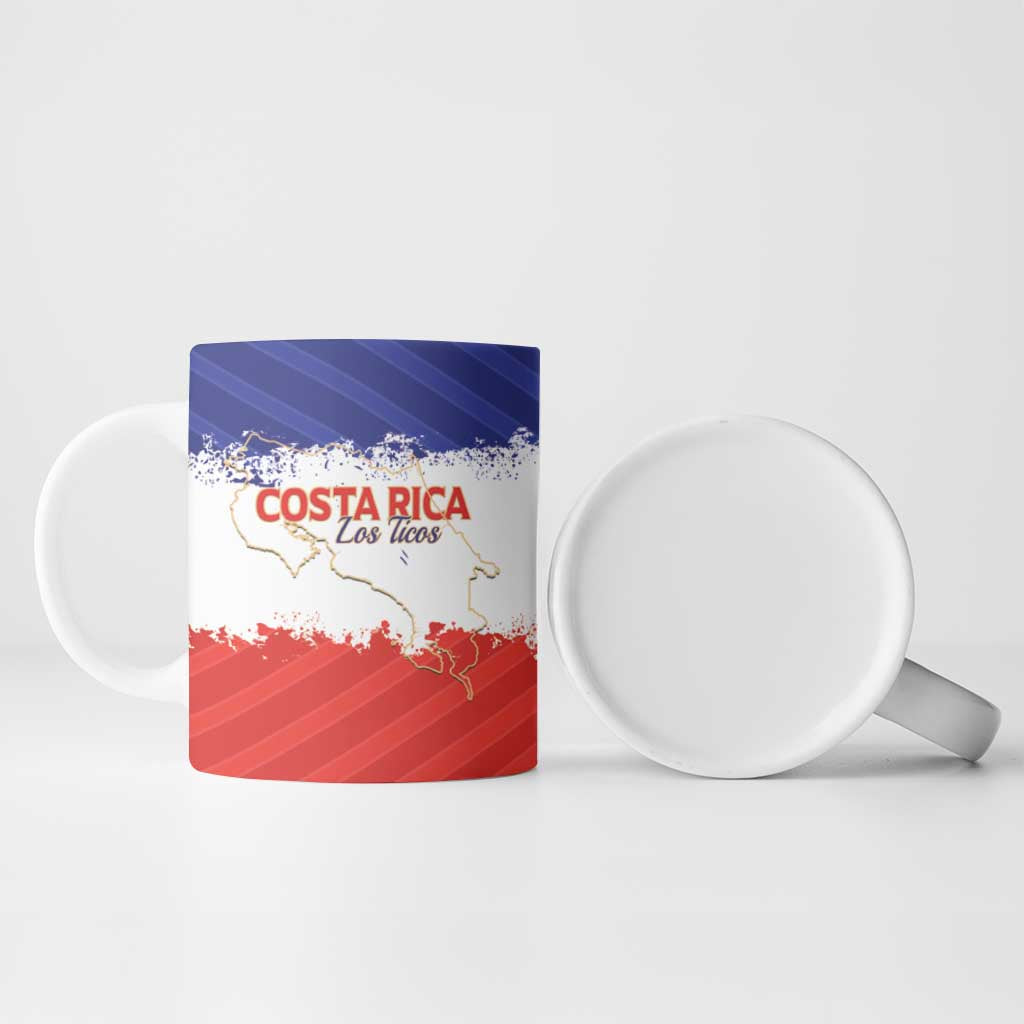 Custom Costa Rica Football Ceramic Mug Map With Los Ticos Sporty Style - Wonder Print Shop