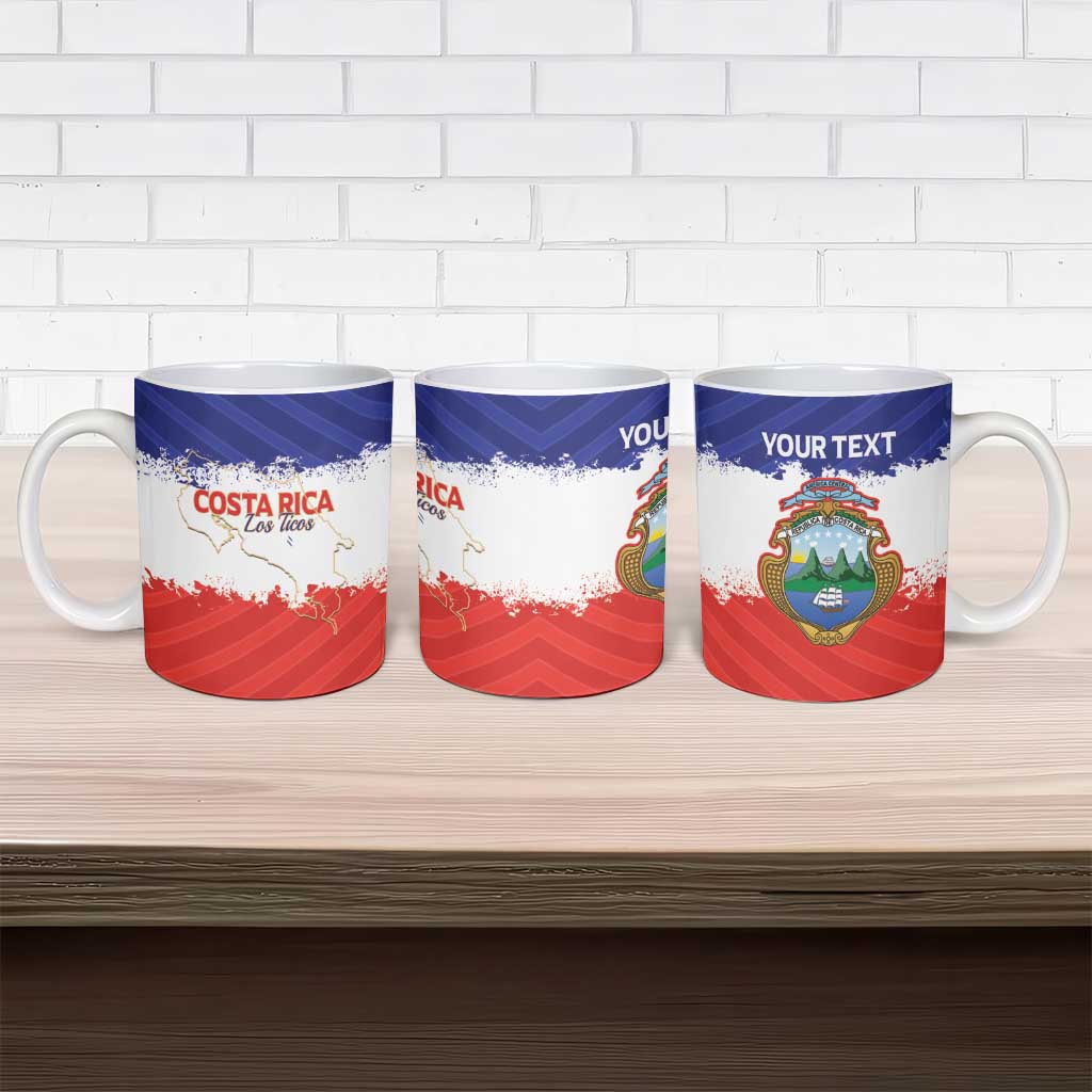Custom Costa Rica Football Ceramic Mug Map With Los Ticos Sporty Style - Wonder Print Shop