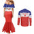 Custom Costa Rica Football Couples Matching Mermaid Dress and Long Sleeve Button Shirt Map With Los Ticos Sporty Style - Wonder Print Shop