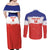 Custom Costa Rica Football Couples Matching Off Shoulder Maxi Dress and Long Sleeve Button Shirt Map With Los Ticos Sporty Style - undefined
