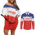 Custom Costa Rica Football Couples Matching Off Shoulder Short Dress and Long Sleeve Button Shirt Map With Los Ticos Sporty Style - Wonder Print Shop