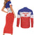 Custom Costa Rica Football Couples Matching Short Sleeve Bodycon Dress and Long Sleeve Button Shirt Map With Los Ticos Sporty Style - Wonder Print Shop