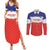 Custom Costa Rica Football Couples Matching Summer Maxi Dress and Long Sleeve Button Shirt Map With Los Ticos Sporty Style - Wonder Print Shop