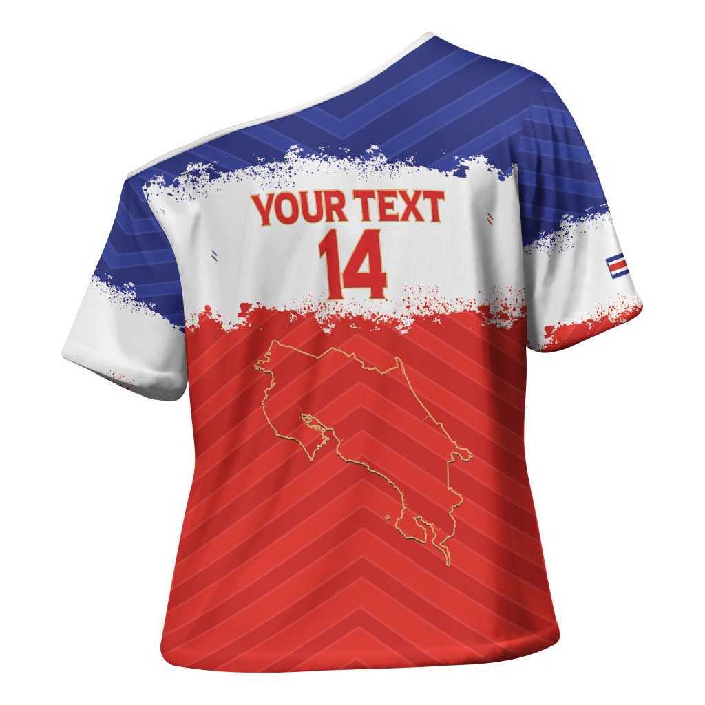 Custom Costa Rica Football Cross Shoulder Shirt Map With Los Ticos Sporty Style - Wonder Print Shop