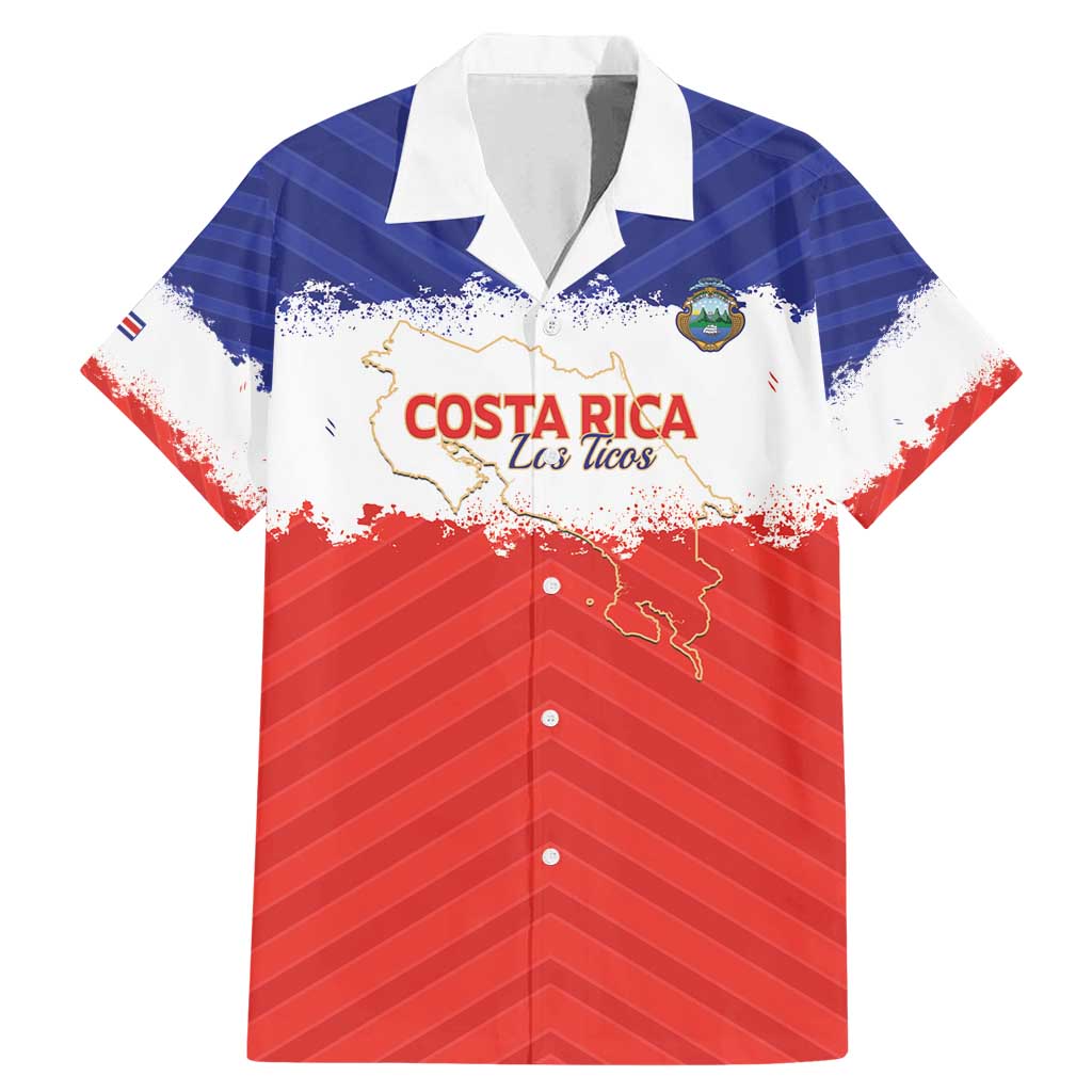Custom Costa Rica Football Family Matching Mermaid Dress and Hawaiian Shirt Map With Los Ticos Sporty Style - Wonder Print Shop