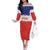Custom Costa Rica Football Family Matching Off The Shoulder Long Sleeve Dress and Hawaiian Shirt Map With Los Ticos Sporty Style - Wonder Print Shop