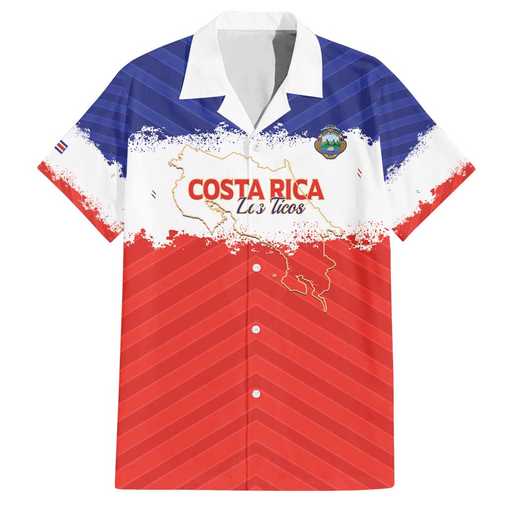 Custom Costa Rica Football Family Matching Off Shoulder Maxi Dress and Hawaiian Shirt Map With Los Ticos Sporty Style - Wonder Print Shop