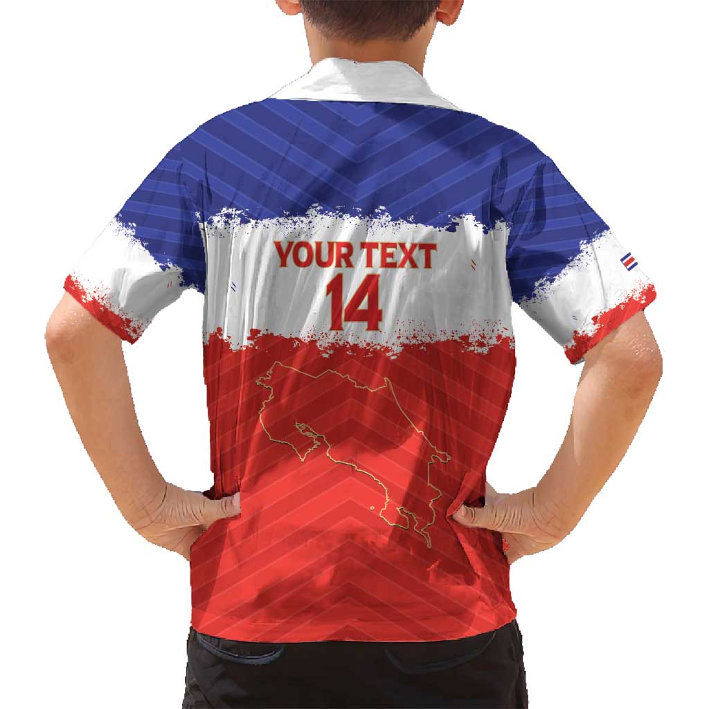 Custom Costa Rica Football Family Matching Off Shoulder Short Dress and Hawaiian Shirt Map With Los Ticos Sporty Style - Wonder Print Shop