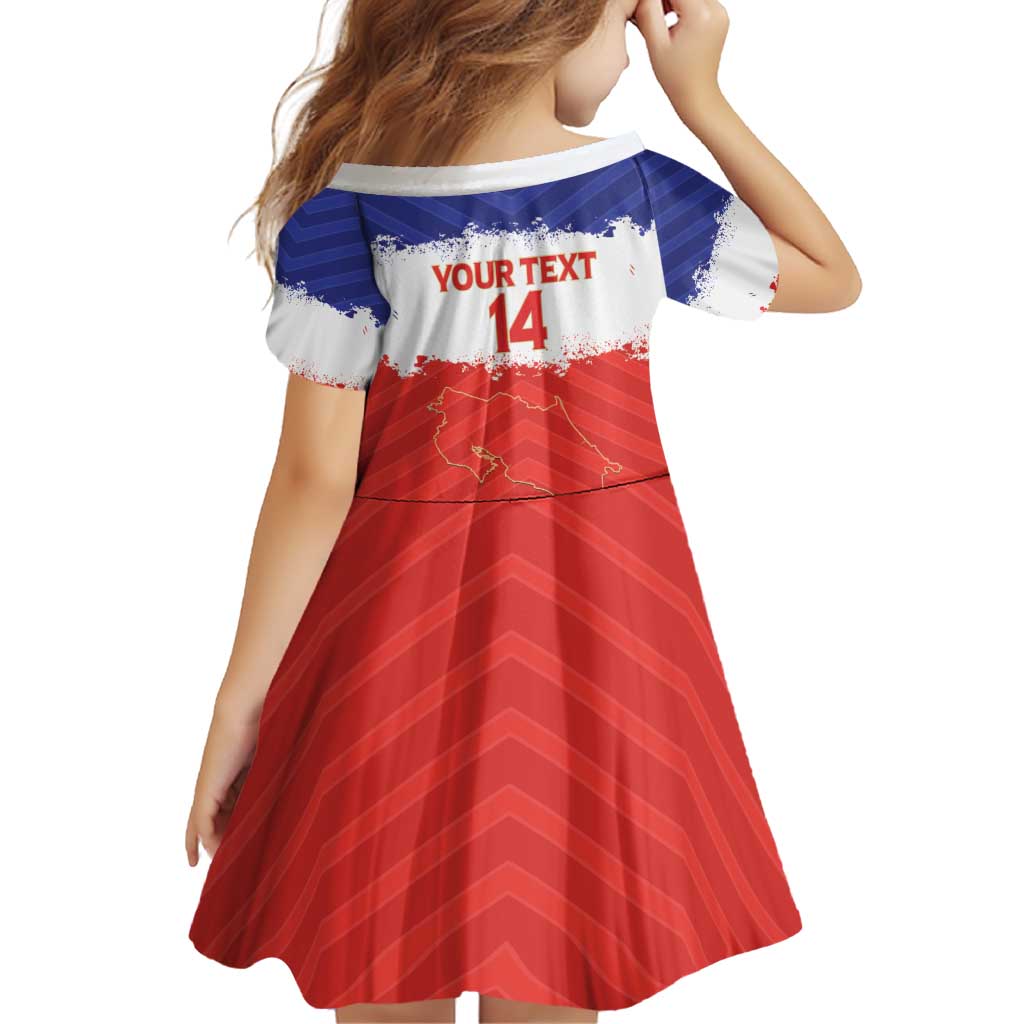 Custom Costa Rica Football Family Matching Off Shoulder Short Dress and Hawaiian Shirt Map With Los Ticos Sporty Style - Wonder Print Shop