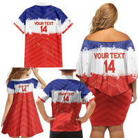 Custom Costa Rica Football Family Matching Off Shoulder Short Dress and Hawaiian Shirt Map With Los Ticos Sporty Style - Wonder Print Shop