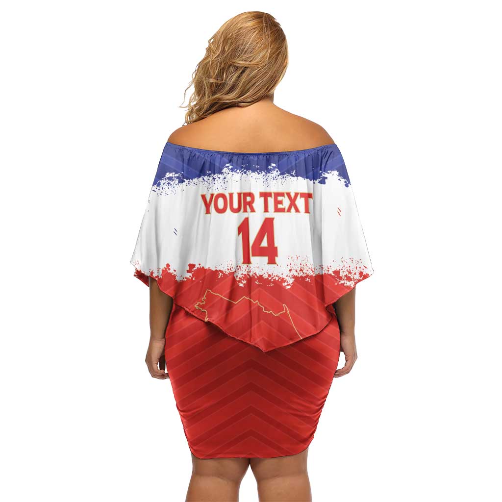 Custom Costa Rica Football Family Matching Off Shoulder Short Dress and Hawaiian Shirt Map With Los Ticos Sporty Style - Wonder Print Shop