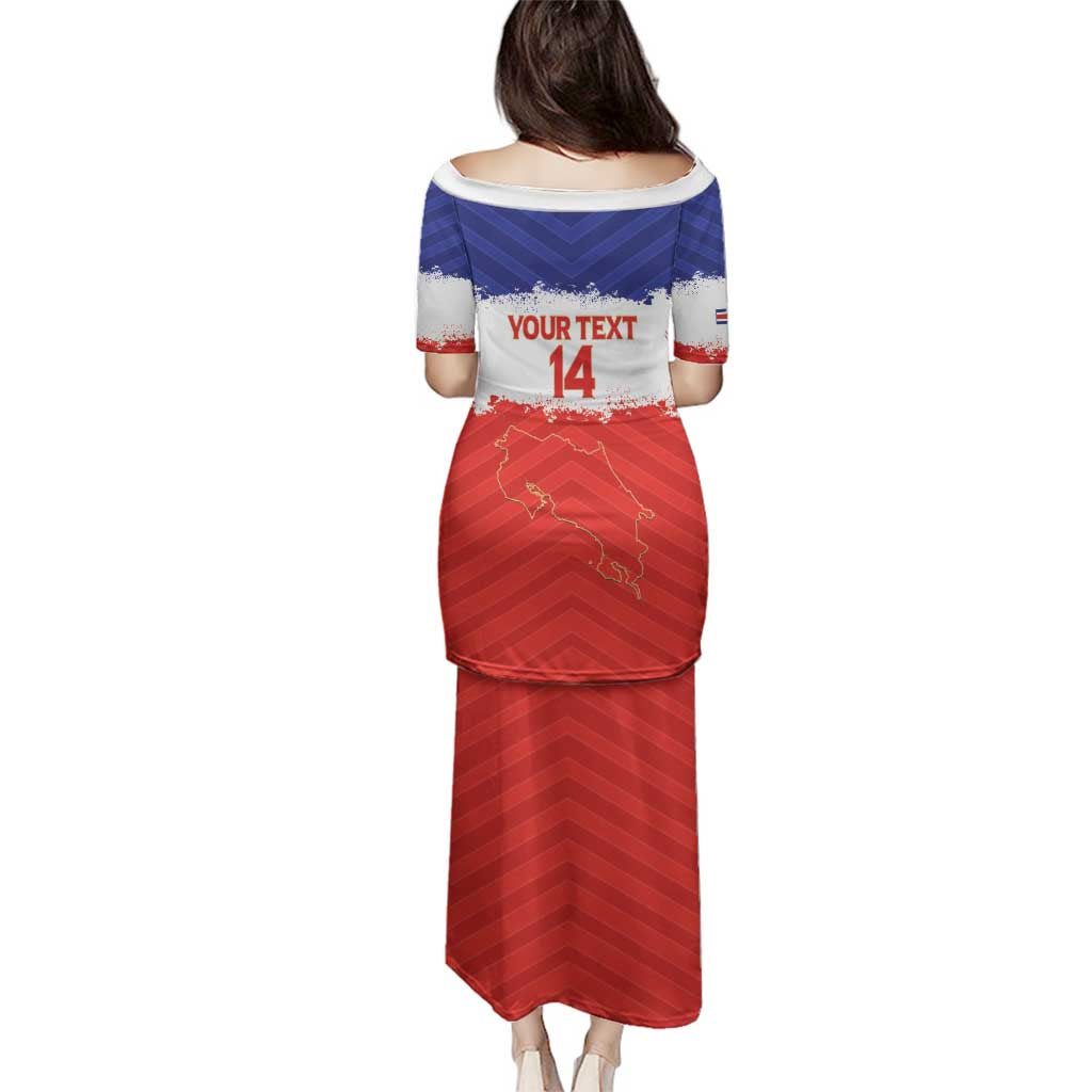 Custom Costa Rica Football Family Matching Puletasi and Hawaiian Shirt Map With Los Ticos Sporty Style - Wonder Print Shop