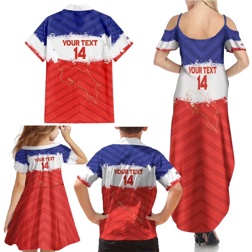 Custom Costa Rica Football Family Matching Summer Maxi Dress and Hawaiian Shirt Map With Los Ticos Sporty Style - Wonder Print Shop