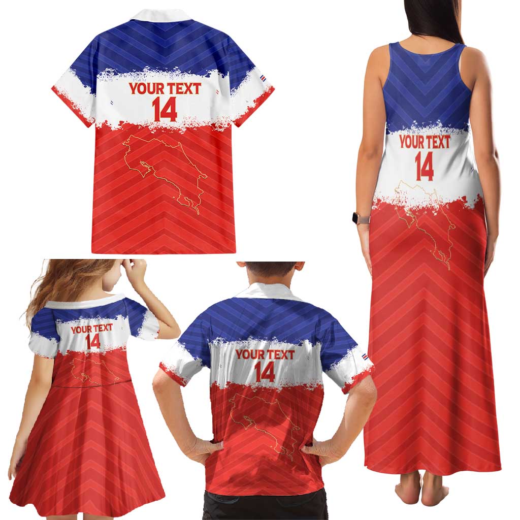 Custom Costa Rica Football Family Matching Tank Maxi Dress and Hawaiian Shirt Map With Los Ticos Sporty Style - Wonder Print Shop