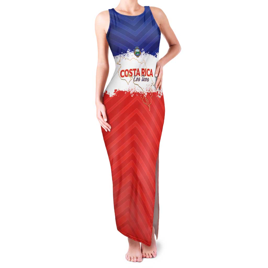 Custom Costa Rica Football Family Matching Tank Maxi Dress and Hawaiian Shirt Map With Los Ticos Sporty Style - Wonder Print Shop