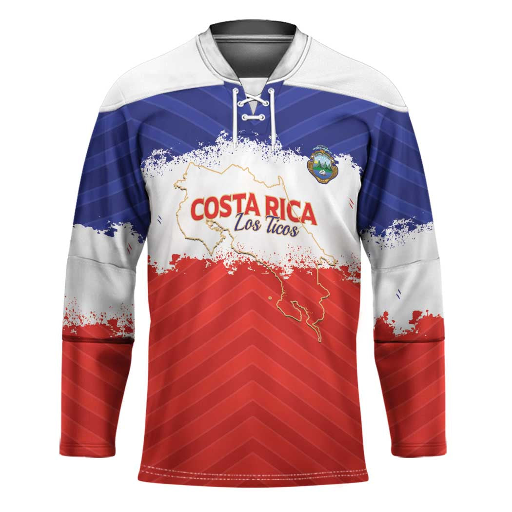 Custom Costa Rica Football Hockey Jersey Map With Los Ticos Sporty Style - Wonder Print Shop