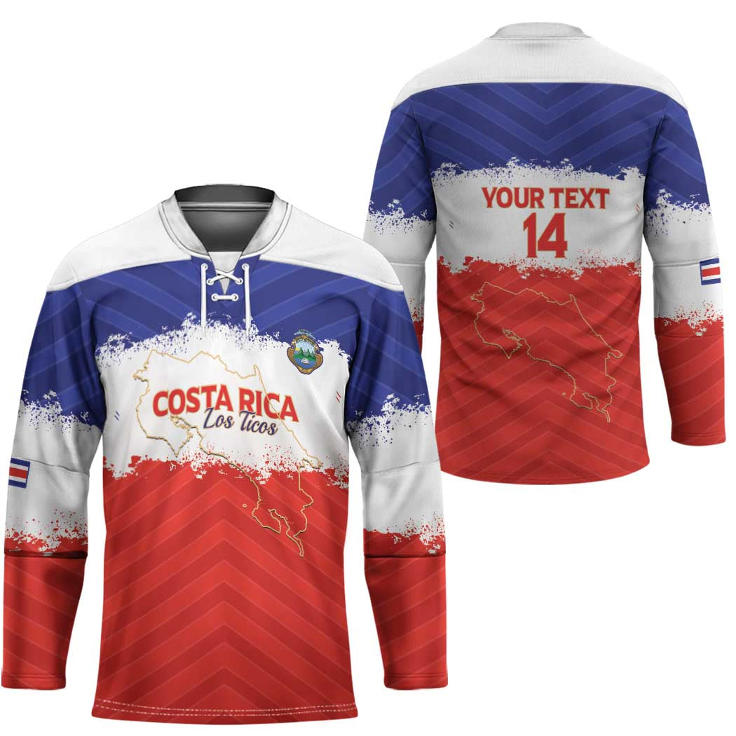 Custom Costa Rica Football Hockey Jersey Map With Los Ticos Sporty Style - Wonder Print Shop