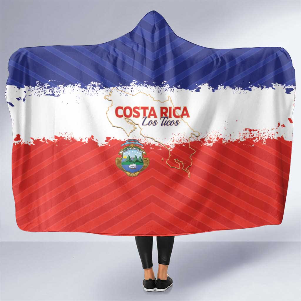 Costa Rica Football Hooded Blanket Map With Los Ticos Sporty Style - Wonder Print Shop
