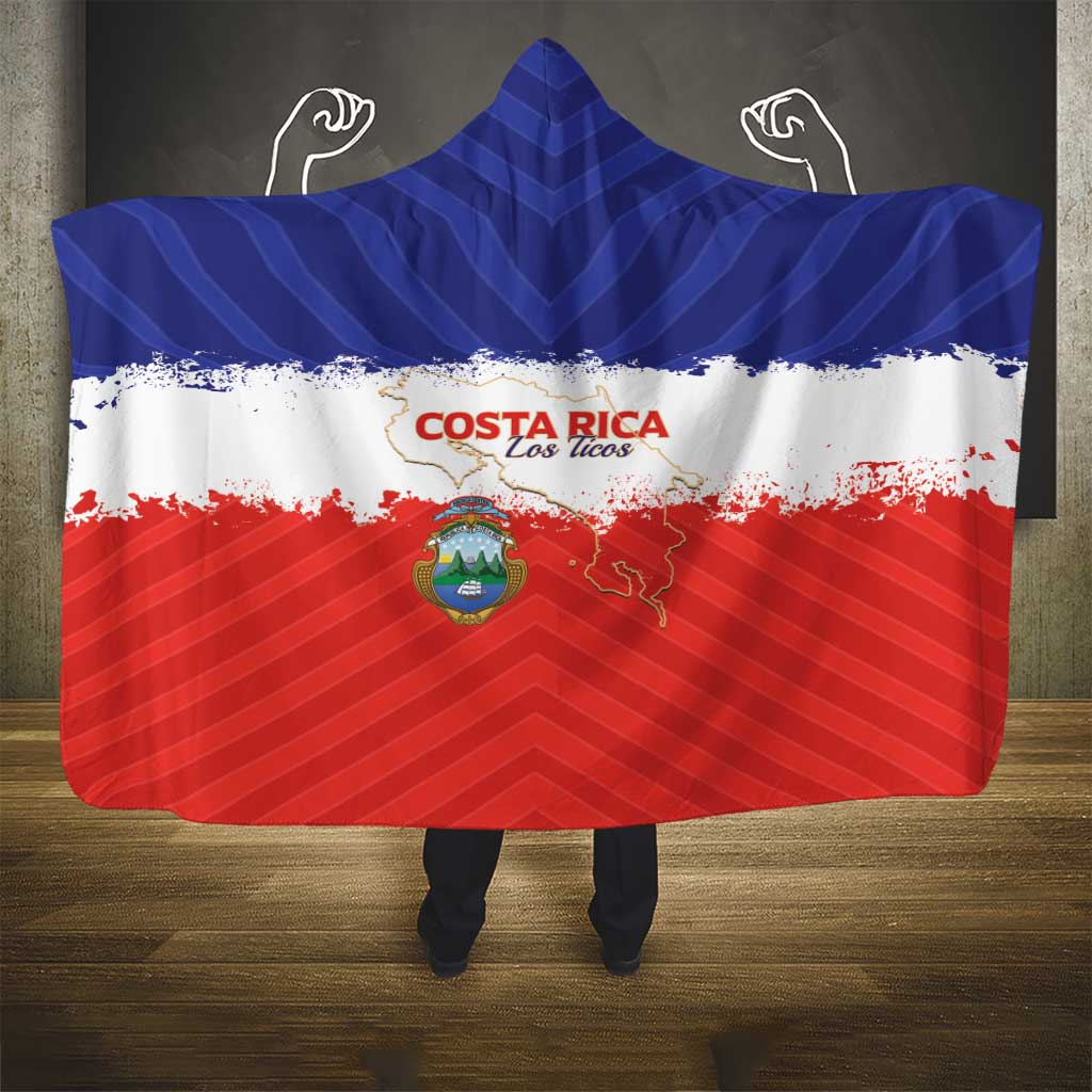 Costa Rica Football Hooded Blanket Map With Los Ticos Sporty Style - Wonder Print Shop