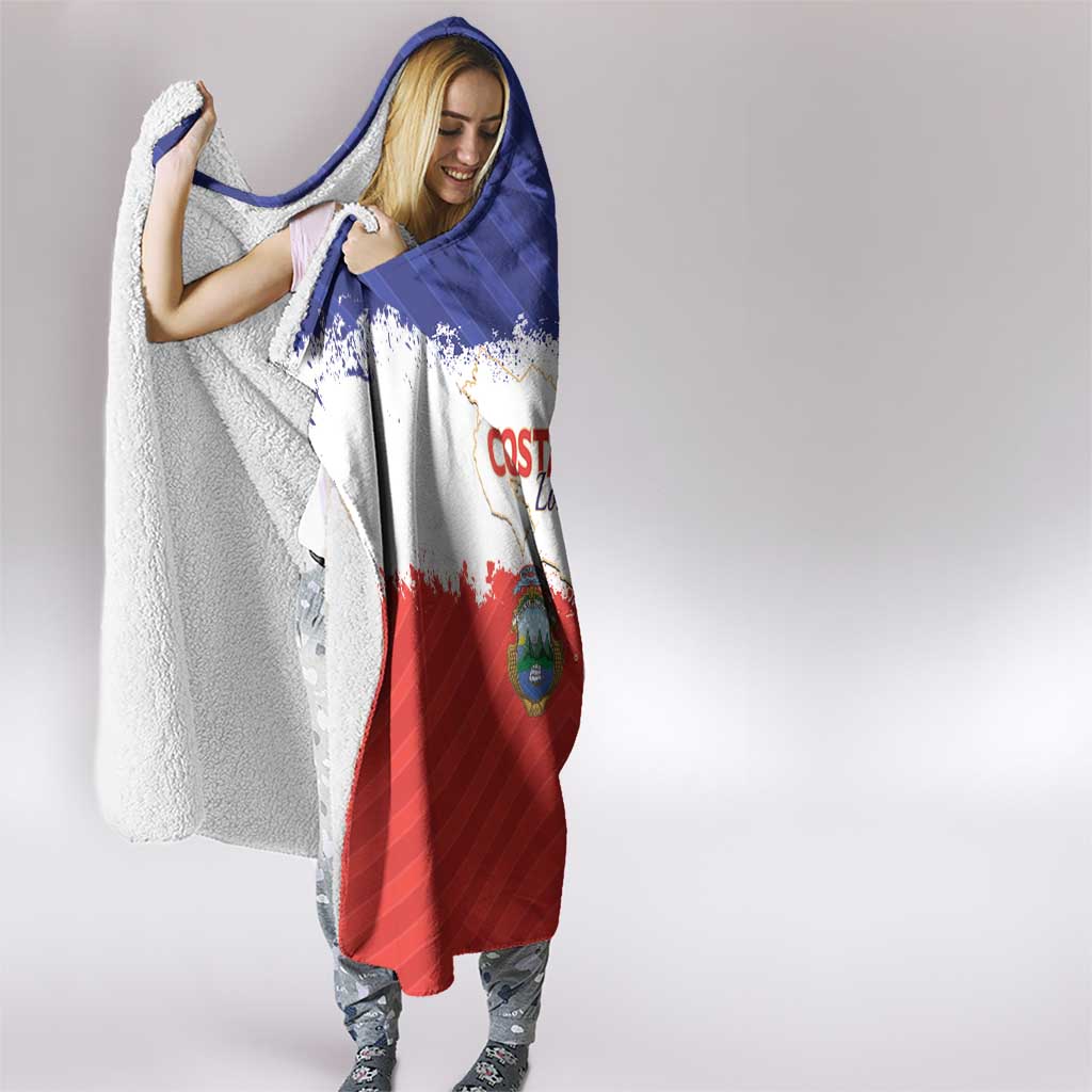 Costa Rica Football Hooded Blanket Map With Los Ticos Sporty Style - Wonder Print Shop