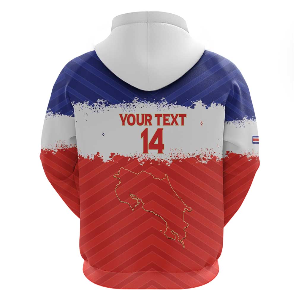 Custom Costa Rica Football Hoodie Map With Los Ticos Sporty Style - Wonder Print Shop