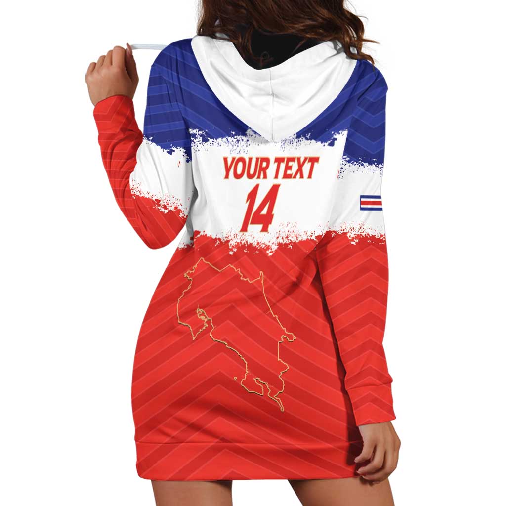 Custom Costa Rica Football Hoodie Dress Map With Los Ticos Sporty Style - Wonder Print Shop