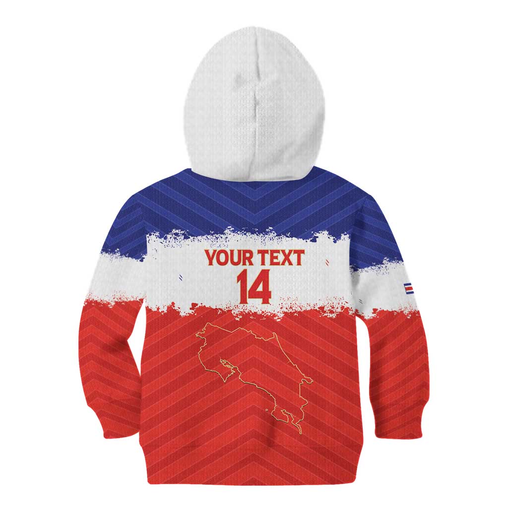 Custom Costa Rica Football Kid Hoodie Map With Los Ticos Sporty Style - Wonder Print Shop