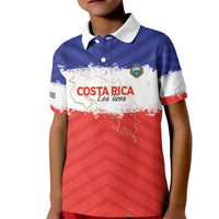Custom Costa Rica Football Kid Polo Shirt Map With Los Ticos Sporty Style - Wonder Print Shop
