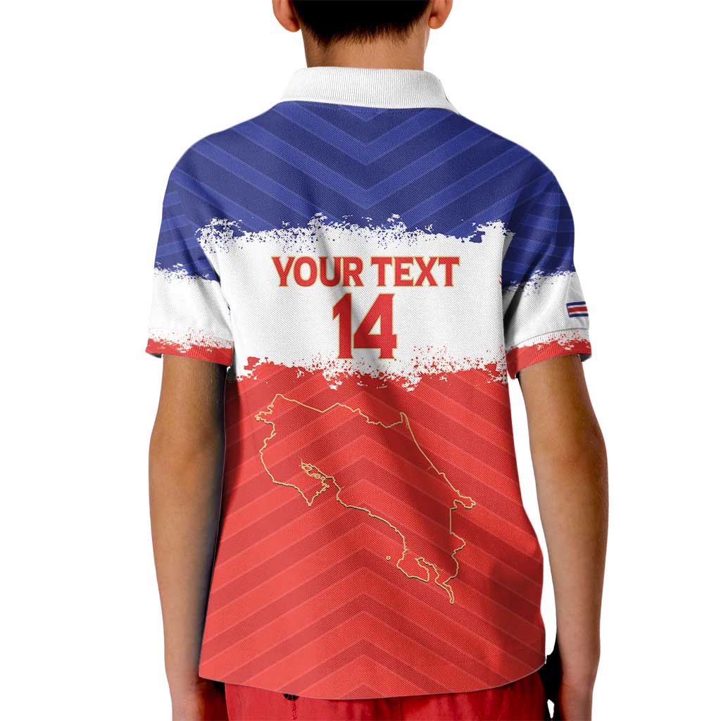 Custom Costa Rica Football Kid Polo Shirt Map With Los Ticos Sporty Style - Wonder Print Shop