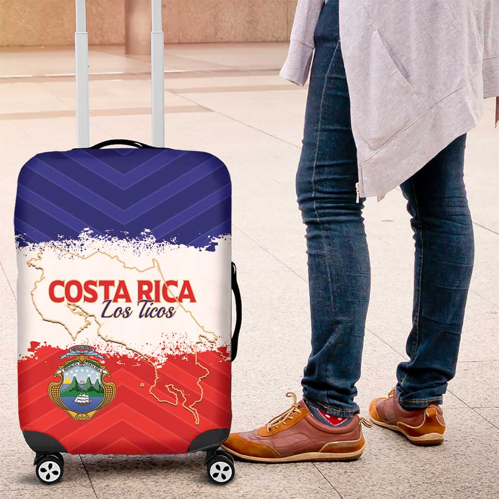 Costa Rica Football Luggage Cover Map With Los Ticos Sporty Style - Wonder Print Shop