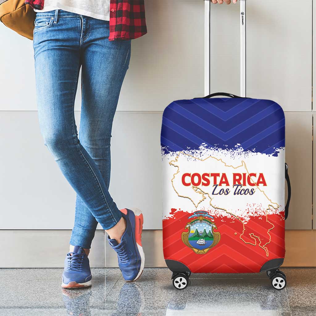 Costa Rica Football Luggage Cover Map With Los Ticos Sporty Style - Wonder Print Shop