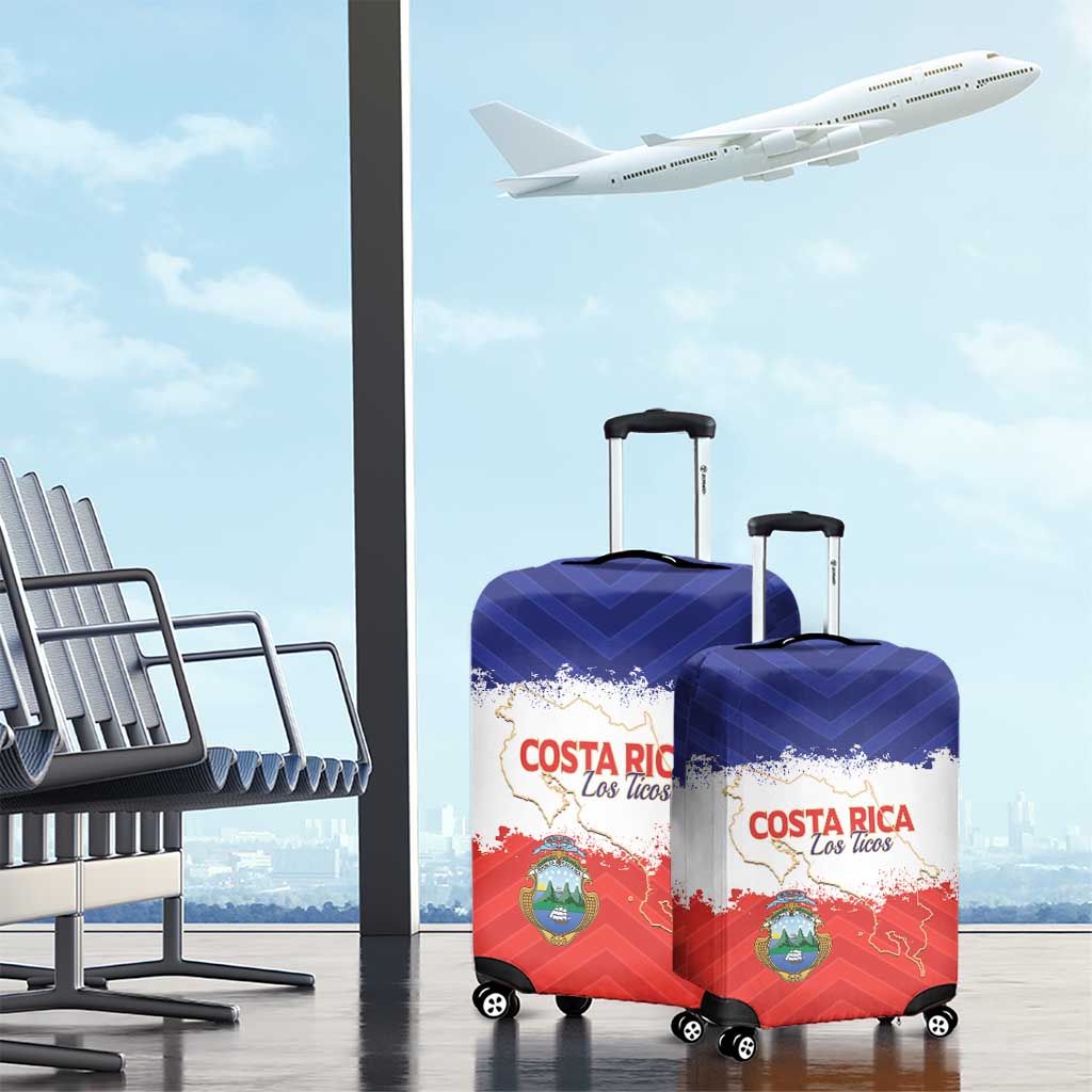 Costa Rica Football Luggage Cover Map With Los Ticos Sporty Style - Wonder Print Shop