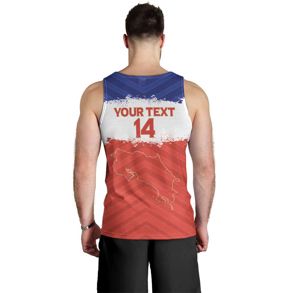 Custom Costa Rica Football Men Tank Top Map With Los Ticos Sporty Style - Wonder Print Shop