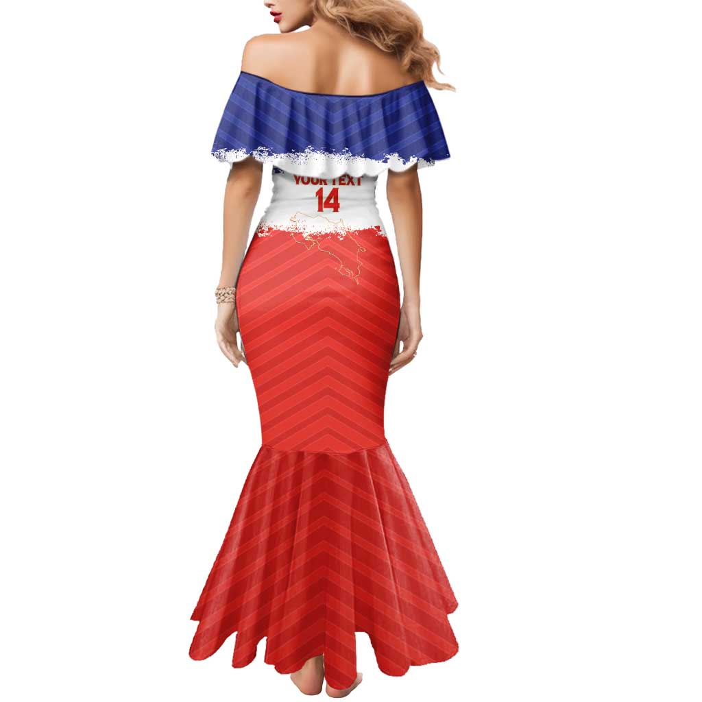 Custom Costa Rica Football Mermaid Dress Map With Los Ticos Sporty Style - Wonder Print Shop